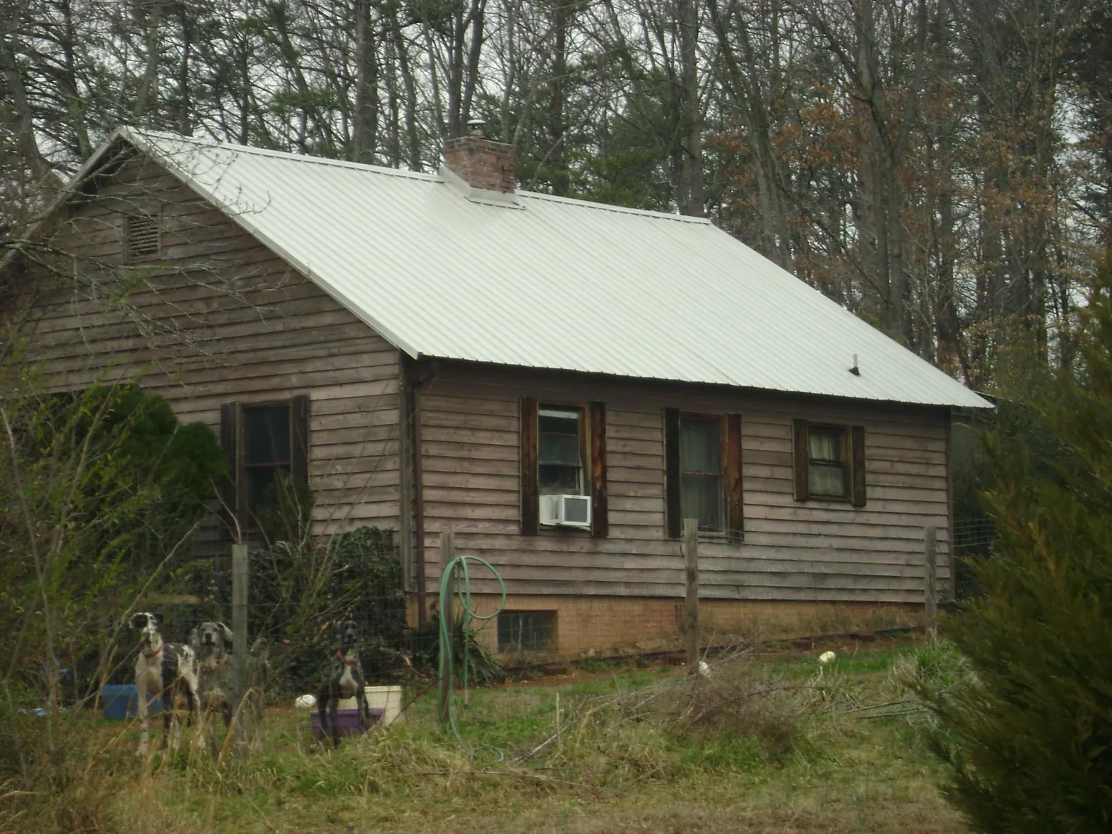 White metal roof on an old wood sided farmhouse, from a Metal Roof Installation job in Casnovia